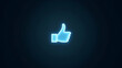 © GG Kenji - Glowing Thumbs Up Icon: Symbolizing Customer Satisfaction and Approval in Digital Platforms - Perfect for Stock Photos with Space for Text on the Left