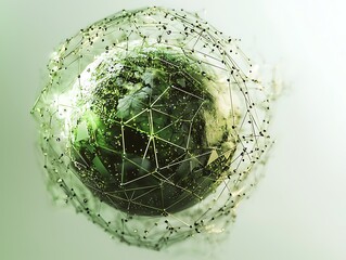 Wall Mural - a 3d abstract globe, depicting the fusion earth and global digital networks
