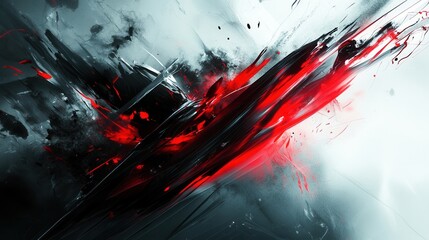 Leinwandbilder - Dynamic energy expressed through chaotic red and black abstract strokes in a vivid design of anger and intensity Generative AI