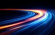 © MKS - In a dark background, abstract streaks of blue and pink light converge at the center of the image