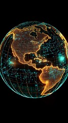 Wall Mural - a glowing abstract globe depicting international connectivity in a digital age