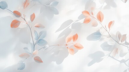 Fototapete - Branches adorned with pastel peach and powder tones create a serene and delicate composition in nature aesthetics