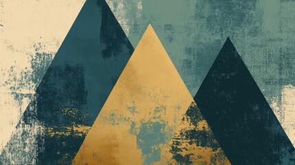 Aufkleber - Bold pencil design in negative space depicting layered mountains with earthy tones and textured finishes