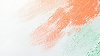 Poster - Abstract texture of orange and green brush strokes against a minimalist white background for artistic inspiration