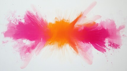 Aufkleber - Vibrant minimalist artwork featuring amber and pink radiating strokes on a clean white canvas in contemporary style