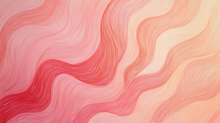 Poster - Flowing lines create a gradient design with pencil strokes in soft hues of pink and red