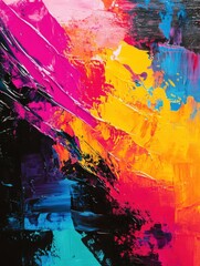 Aufkleber - Artist engaging in vibrant abstract painting on canvas in a bright studio environment