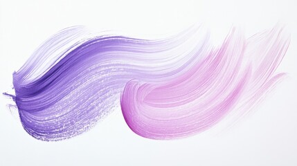Aufkleber - Flowing pastel brush strokes in purple and pink against a clean white background create a soothing visual texture