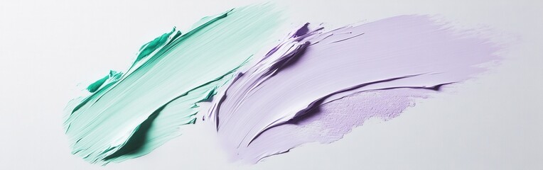 Aufkleber - Soft abstract composition featuring pastel green and lavender strokes blending elegantly on a white background