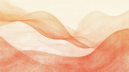 Fototapete - Elegant curves of abstract pencil strokes flowing in a warm gradient from soft peach to gentle cream