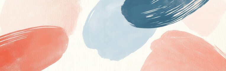 Aufkleber - Abstract pastel coral and blue arcs create a soothing visual composition in a modern art style