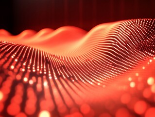 Wall Mural - abstract red glowing wave of particles.