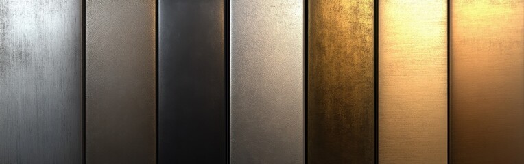 Leinwandbilder - Brushed metal texture transitioning from cool tones to warm hues in a seamless gradient layout