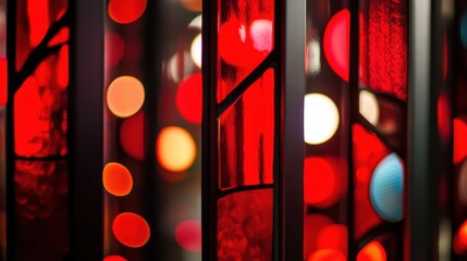 Poster - Bold crimson and jet-black bokeh create a striking visual contrast in soft illuminated spaces