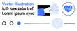 © robu_s - Hand holding cash, heartbeat monitor, and checkmark with text blocks and circular icons in black, blue, and white. Ideal for finance, health, approval processes, digital design analytics corporate
