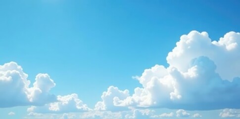 Wall Mural - Light clouds float gently across a bright blue summer sky, cloud, gentle