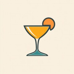 Poster - Modern minimalist cocktail glass logo showcasing a vibrant drink with orange and teal colors for a refreshing beverage concept