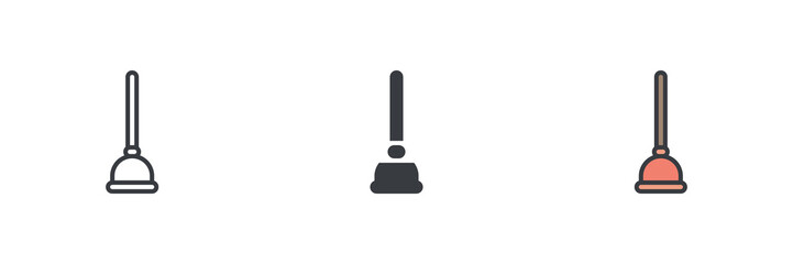 Wall Mural - toilet plunger different style icon set