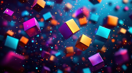 Canvas Print - dynamic colorful infographic squares in 3d design digital environment graphic art modern aesthetics