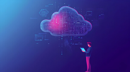 Canvas Print - data science and engineering. computer programmer using digital tablet analyzing big data and cloud 