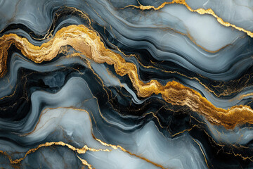 Wall Mural - abstract swirling marble texture with elegant gold veins, luxurious and sophisticated.