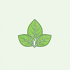 Poster - Minimalist basil leaf logo featuring geometric design and clean lines in fresh green tones for herbal branding and identity