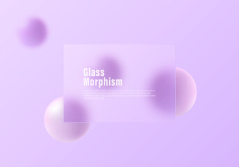 Wall Mural - abstract background in glass morphism style. floating spheres and transparent partition.