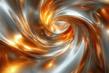 Fototapete - Swirling metallic texture, gold and silver hues, abstract art, luxurious and elegant design.