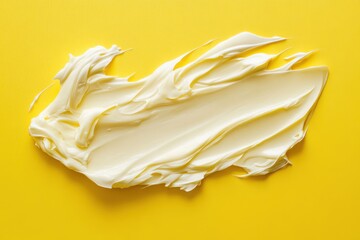 Aufkleber - Creamy texture spread across a vibrant yellow surface showcasing culinary artistry and food presentation