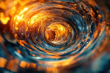 Fototapete - A mesmerizing whirlpool of vibrant orange and deep blue, swirling into a luminous center.