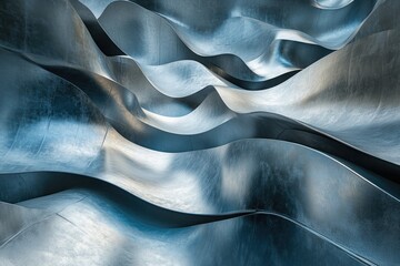 Aufkleber - Abstract metallic waves, flowing curves create a visually stunning and textured landscape.