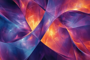 Poster - Abstract fractal art depicting swirling, translucent forms in vibrant purple, orange, and blue hues.