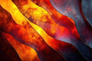 Leinwandbilder - Abstract artwork featuring fiery, undulating waves of warm orange, red, and dark hues.