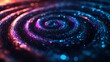 © Tanakrit - A vibrant, cosmic swirl of blue and purple lights creates a mesmerizing, abstract pattern resembling a galaxy or starry sky.