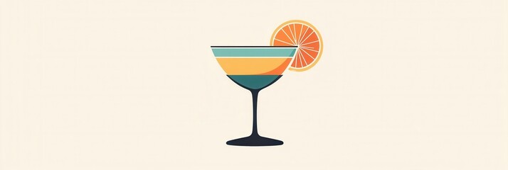 Poster - Refreshing cocktail glass logo featuring vibrant orange and teal colors for a modern drink concept