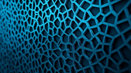 Wall Mural - abstract blue metallic geometric pattern irregular hexagon network 3d render