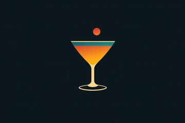 Poster - Refreshing cocktail glass logo design featuring vibrant orange and teal colors for drink branding concept