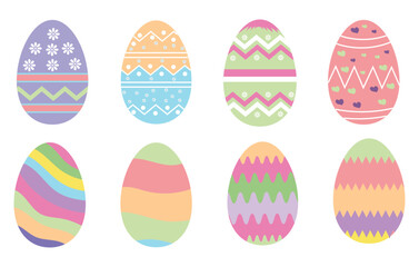 set of colorful easter egg with pattern for easter day decoration vector.