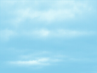 Leinwandbilder - Color halftone texture of blue sky with clouds. Abstract cloud pattern vector dotted pixel texture background with copy space.

