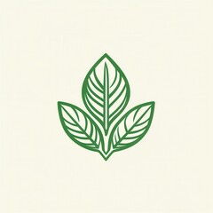 Poster - Minimalist basil leaf logo featuring clean line art and fresh green tones for herbal branding