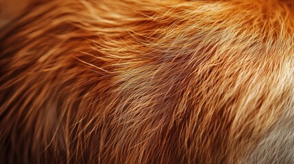 close-up of a dog's fur showcasing rich orange and golden hues.