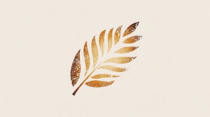 Poster - Minimalist bread logo with abstract loaf silhouette featuring warm beige and gold colors along with a textured wheat design for branding appeal