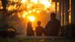 © Mega - Family watching sunset on porch of rural home