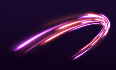 Fototapete - Abstract background in blue and purple neon glow colors. Vector blue glowing lines air flow effect. Speed connection background.	