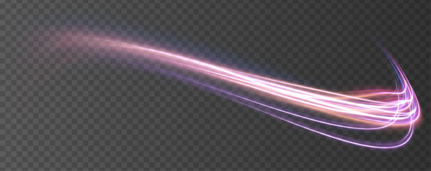 Fototapete - Neon color glowing lines background, high-speed light trails effect. Modern abstract high-speed light motion effect on black background. Light motion effect, slow shutter of traffic.	