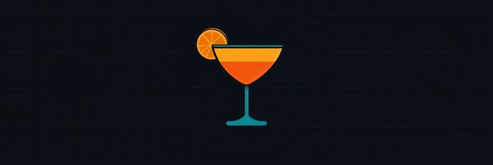 Poster - Refreshing cocktail glass logo design featuring vibrant orange and teal colors for a tropical drink concept