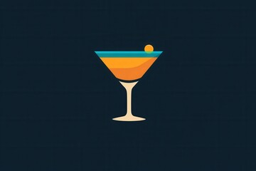 Poster - Refreshing cocktail glass logo featuring vibrant orange and teal colors for a modern drink concept