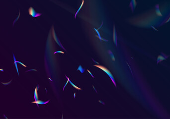 Fototapete - Ethereal Lens rainbow light streak transparent effect. Crystal Rainbow Light Effects. Overlay for backgrounds. Abstract refraction glow effect on black background.	
