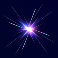 Fototapete - Abstract refraction glow effect on black background. Set Rainbow crystal light leak flare reflection effect. Transparent refraction elements.