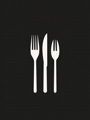 Aufkleber - Minimalist cutlery logo featuring elegant knife and fork silhouettes designed for modern dining experiences